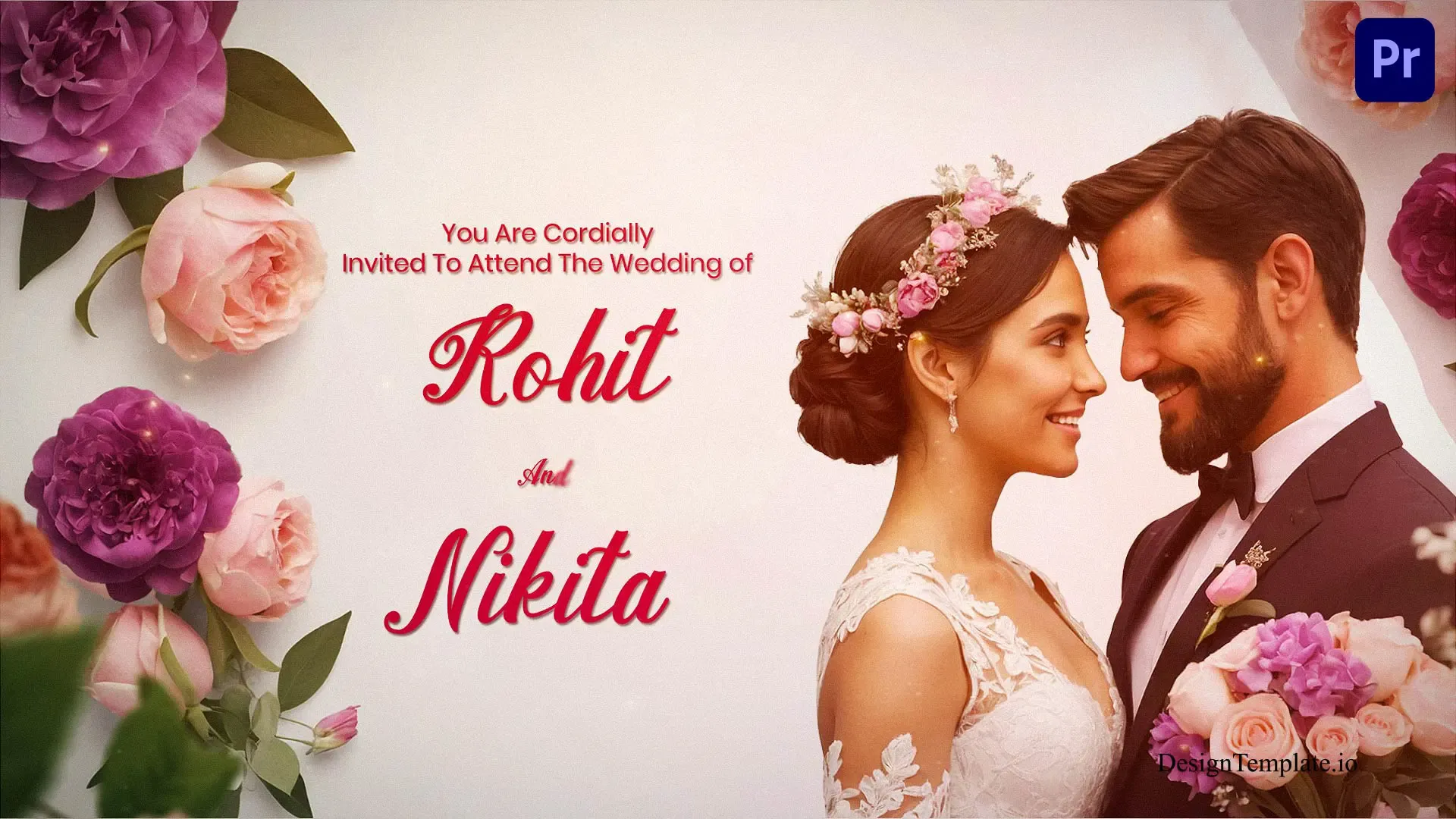 Elegant Floral Design Wedding Invitation Slideshow Animation